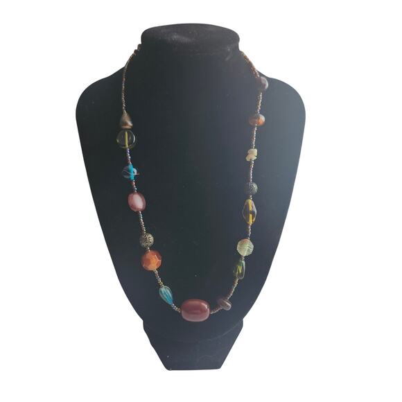 Lia Sophia Jewelry - Lia Sophia Garnet Quartz Seed Bead Necklace 19in Artisan Boho Lobster Clasp